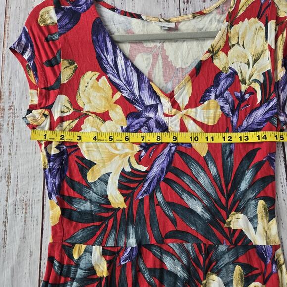 Lascana Dress Womens Medium 40 Floral Tropical Print Short Sleeve Viscose Summer - Picture 9 of 13